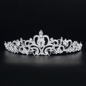 Coroa tiara de luxo com cristais para noiva e debutante