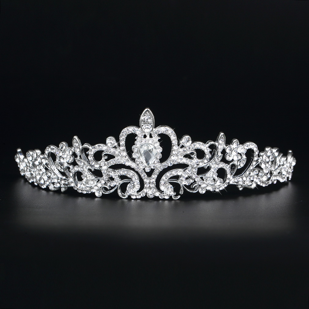 Coroa tiara de luxo com cristais para noiva e debutante
