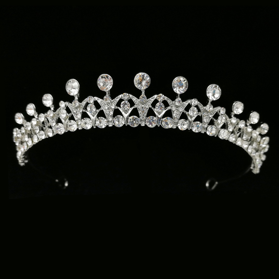 Coroa tiara de noiva princesa 3cm com cristais prateados