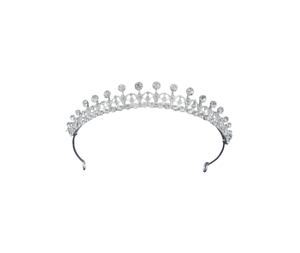 Coroa tiara de noiva princesa 3cm com cristais prateados