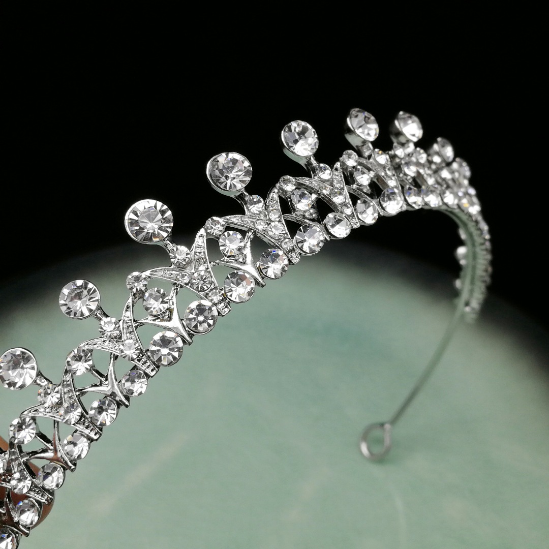 Coroa tiara de noiva princesa 3cm com cristais prateados