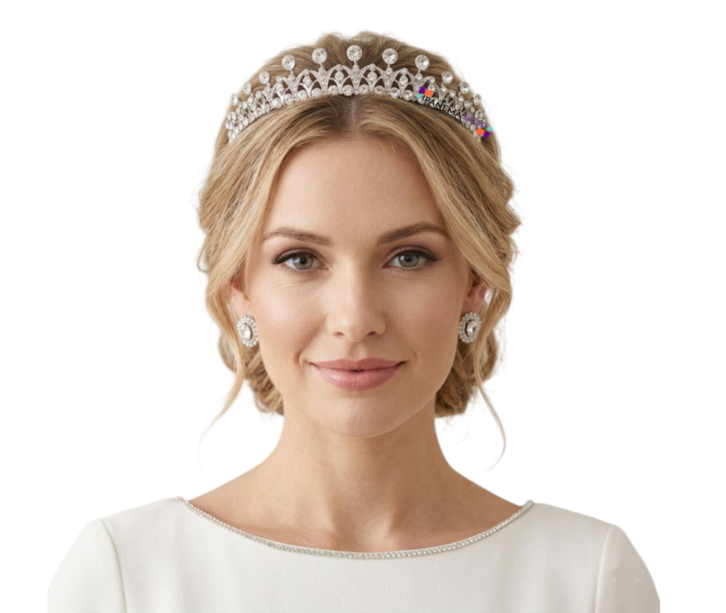 Coroa tiara de noiva princesa 3cm com cristais prateados