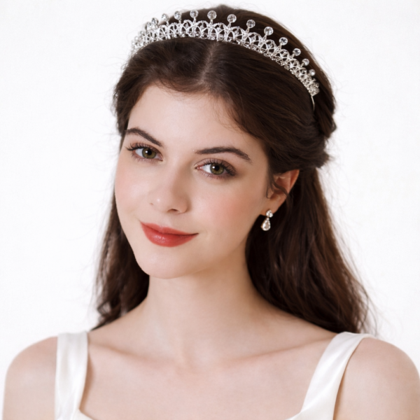 Coroa tiara de noiva princesa 3cm com cristais prateados