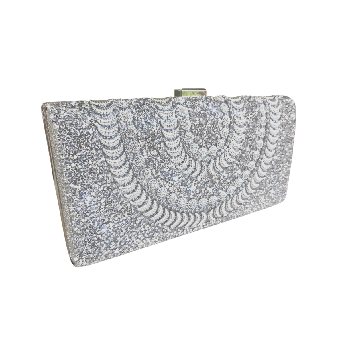 BOLSA PRATA BRILHOSA - MAXI (4) Bolsa clutch prata grande com brilho e pedraria luxo para festa