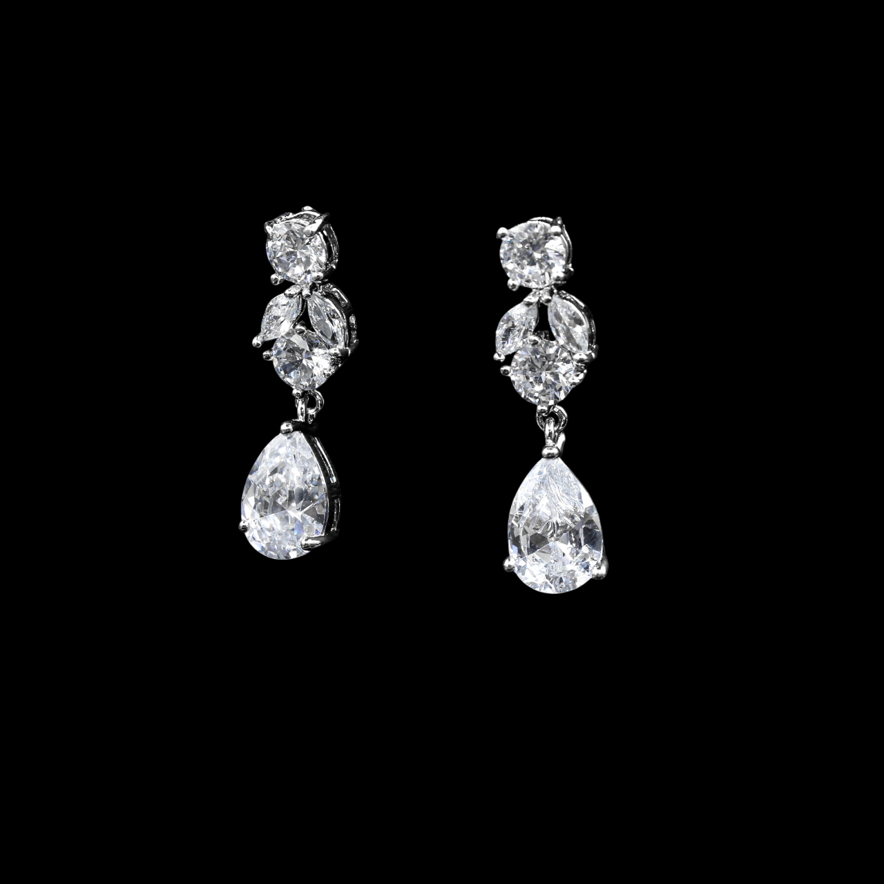 Brinco de zircônia luxo formato gota para noivas