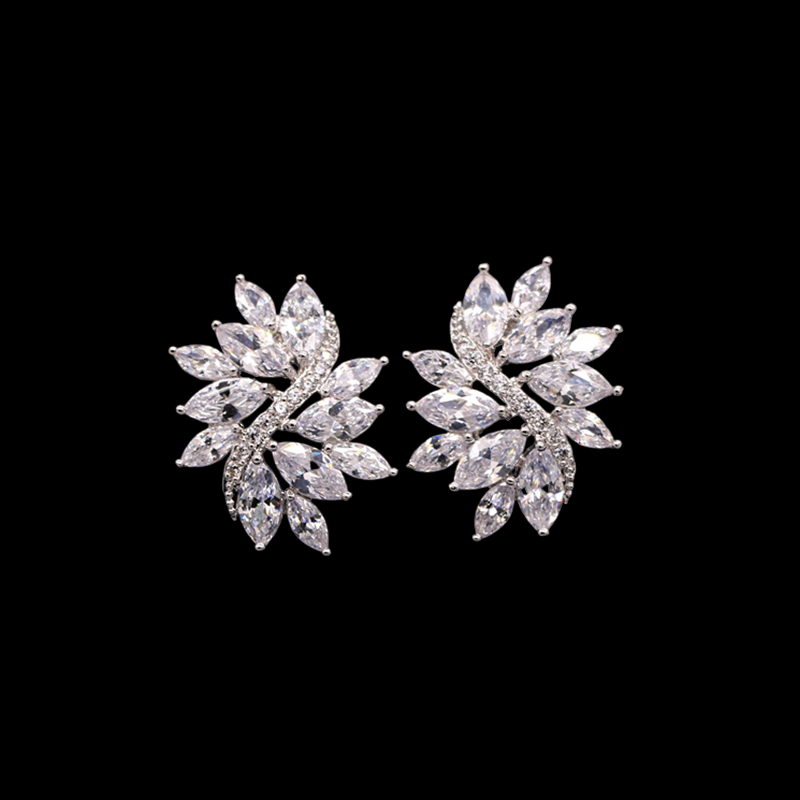 Brinco de zircônia luxo formato gota para noivas