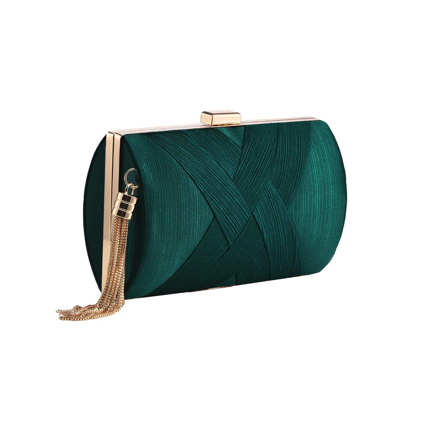 Bolsa clutch de festa verde esmeralda com detalhe de tassel luxo