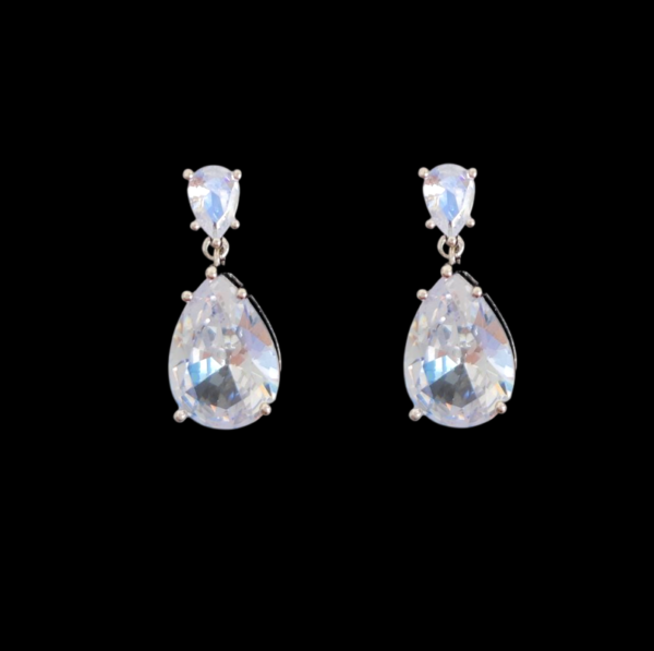 Brinco de zircônia luxo formato gota para noivas