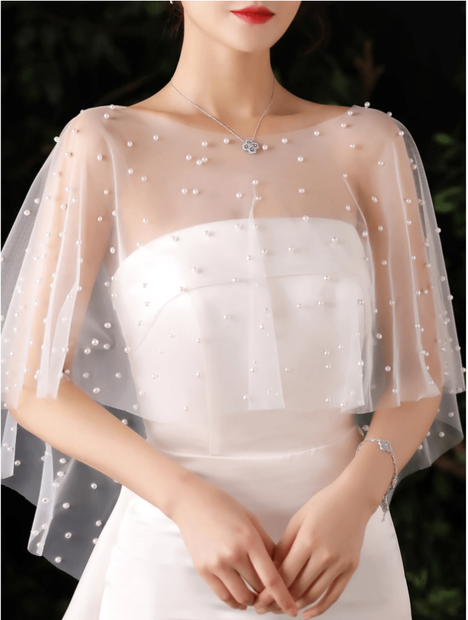 CAPA BOLERO PARA VESTIDO DE NOIVA (2) Bolero capa para vestido de noiva com aplicação de pérolas