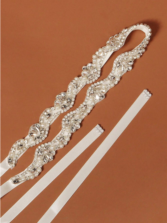 Cinto bordado para vestido de noiva off-white bordado