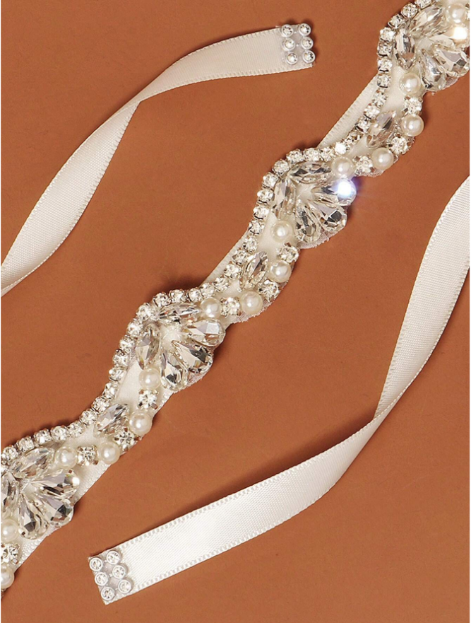 Cinto bordado para vestido de noiva off-white bordado