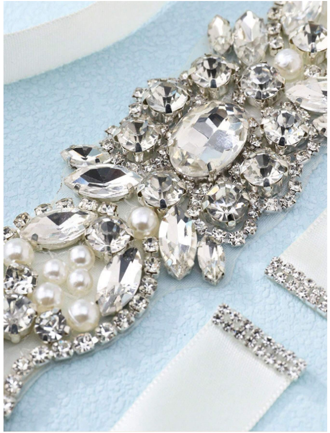 Cinto bordado para vestido de noiva com pedraria