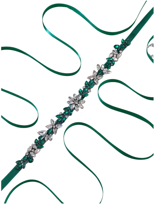 Cinto bordado verde esmeralda para vestido de festa, madrinha mãe da noiva