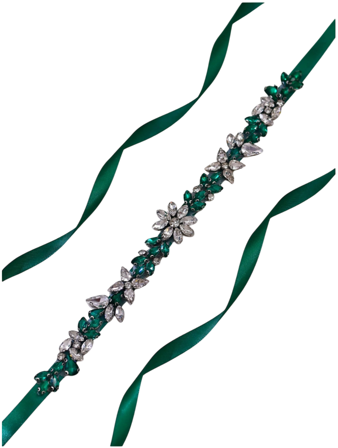 Cinto bordado verde esmeralda para vestido de festa, madrinha mãe da noiva
