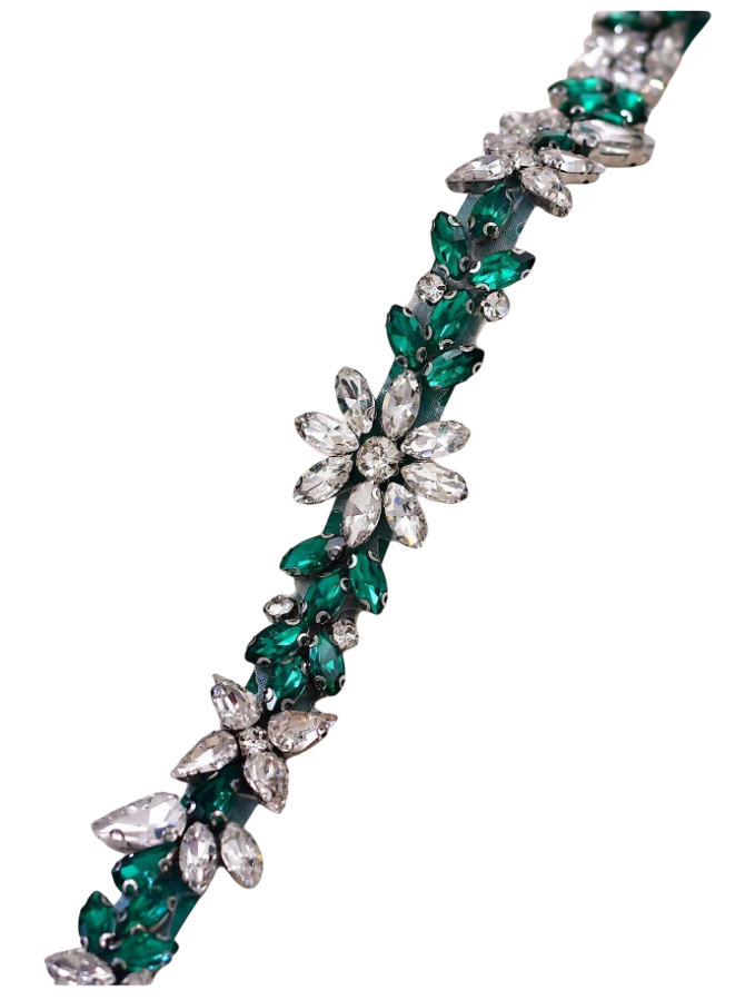 Cinto bordado verde esmeralda para vestido de festa, madrinha mãe da noiva