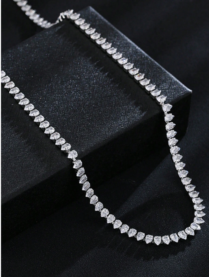 Conjunto riviera colar brinco de luxo com zircônias