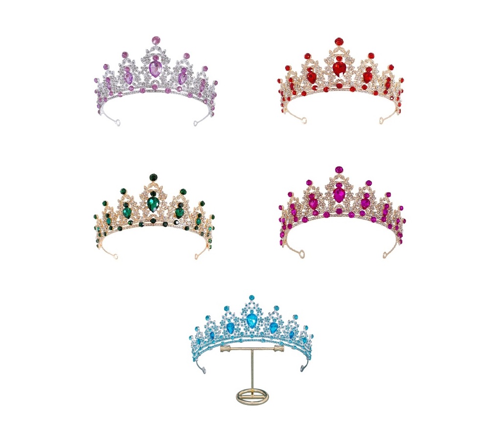 Coroa debutante com cristais luxo várias cores