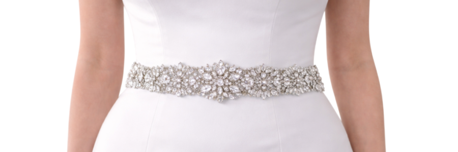Cinto Bordado Branco para Vestido de Noiva