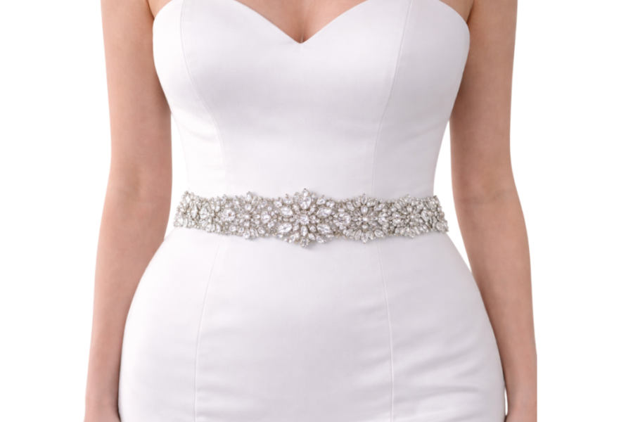 Cinto Bordado Branco para Vestido de Noiva