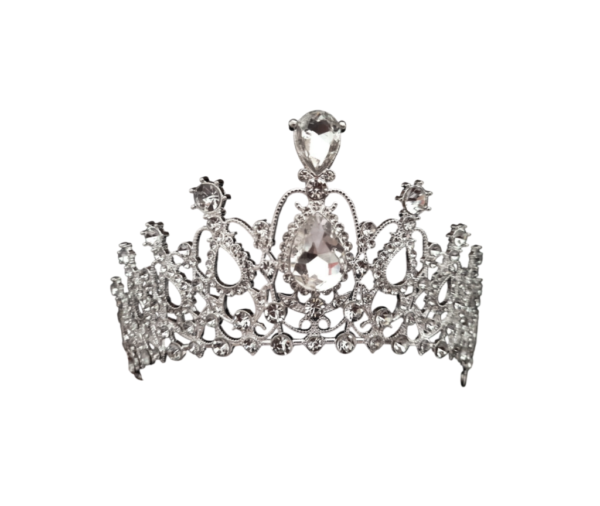 Coroa de noiva alta 5,8cm com cristal gota central majestoso