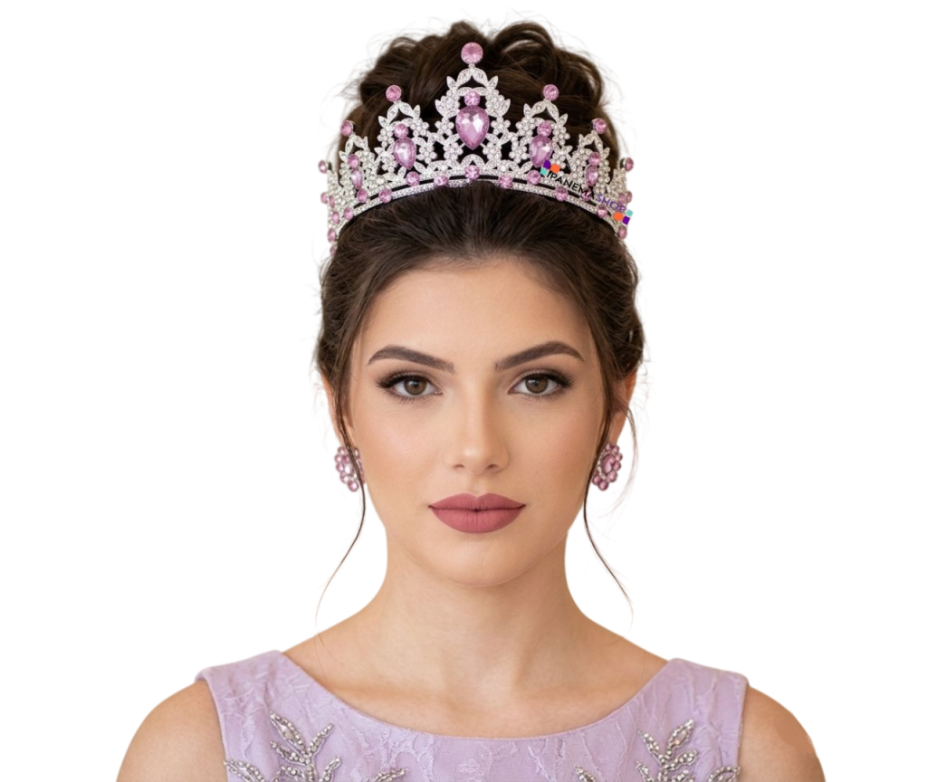 Coroa debutante com cristais lilás luxo