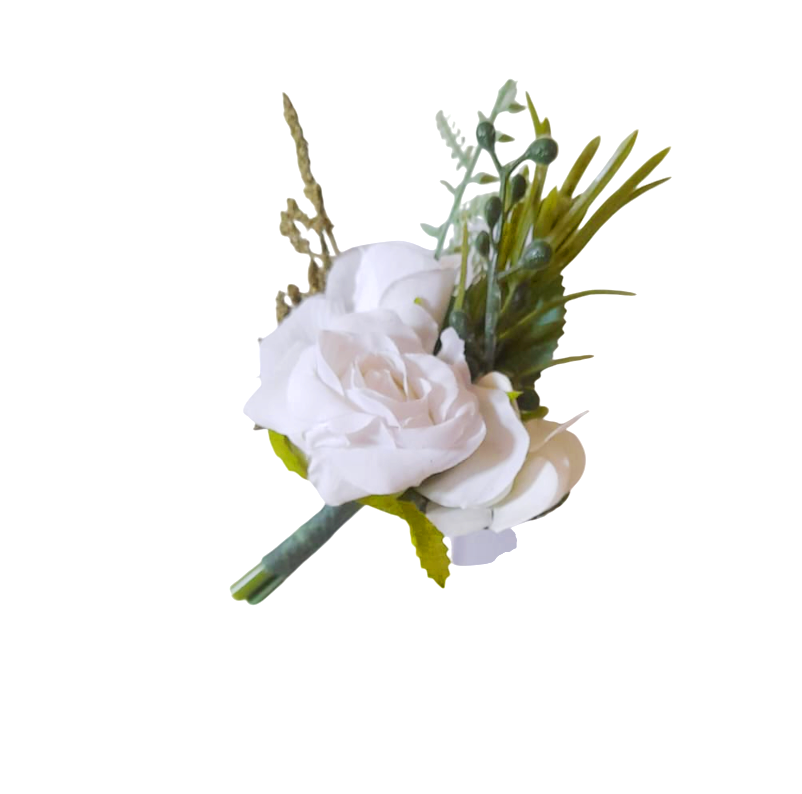 Flor de lapela artificial de alta qualidade para casamento flor branca