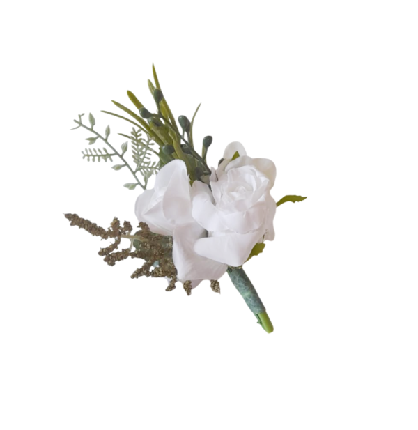Flor de lapela artificial de alta qualidade para casamento flor branca