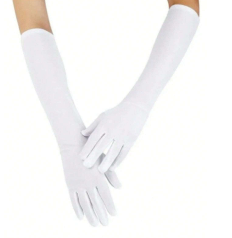 LV-01 - PAR DE LUVAS BRANCA LISA (1) - Luva de noiva longa estilo moderno