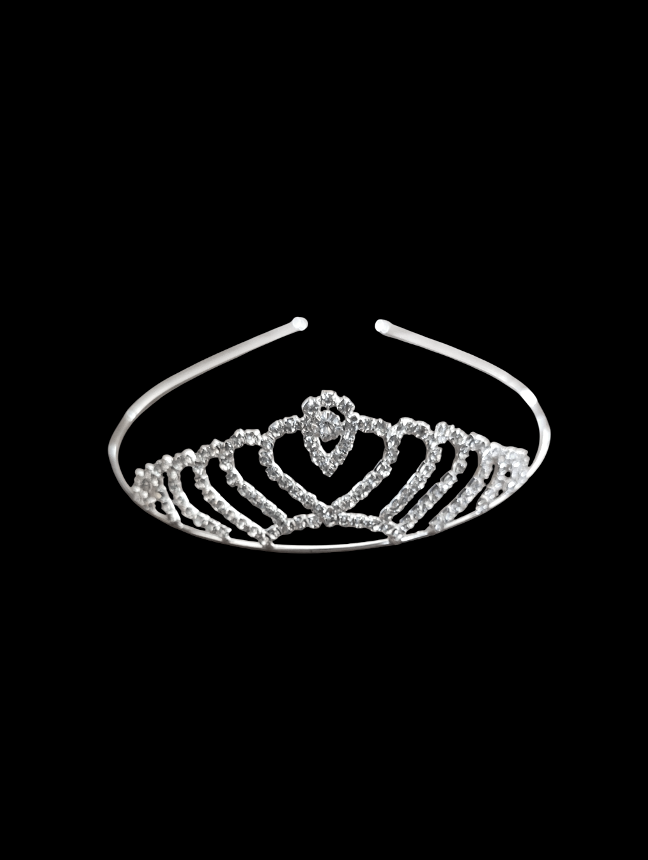 Tiara delicada em formato de coração com cristais para daminha e noiva civil