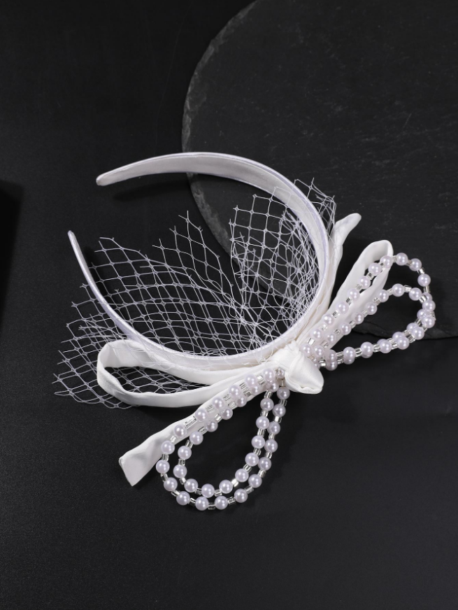 Tiara com voilette noiva branca estilo vintage