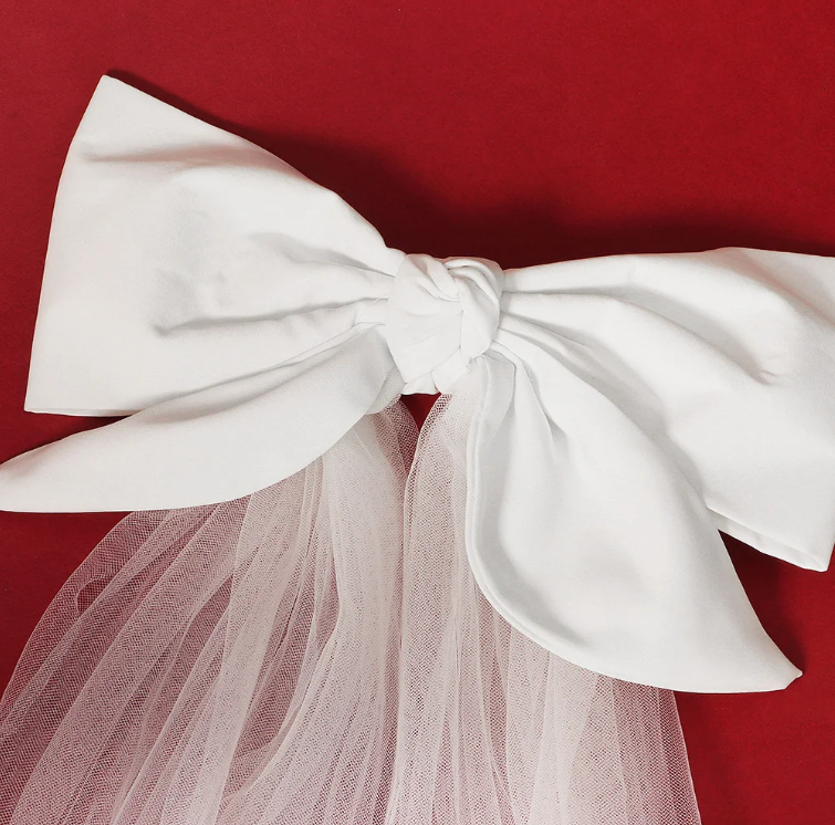 VÉU V108 - LAÇO (3) véu laço para noiva casamento civil, despedida de solteira, pré-wedding