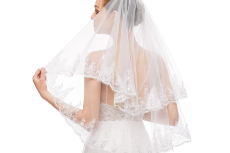 Véu de Noiva Bordado 2 Camadas Detalhe Paetê