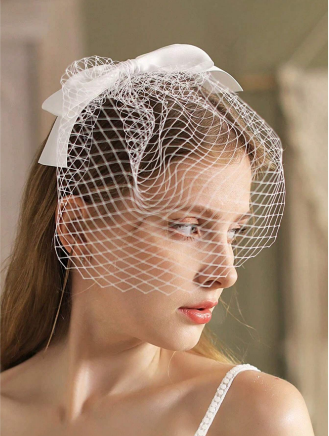 Tiara com voilette noiva branca estilo vintage