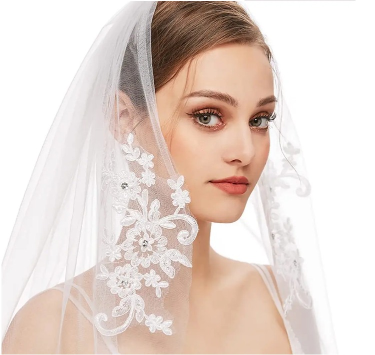 Véu V110 (3) Véu de noiva curto 80cm com aplicação de cristais strass