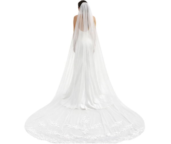 Véu de noiva estilo catedral 2,75 metros com aplicação de renda nas bordas