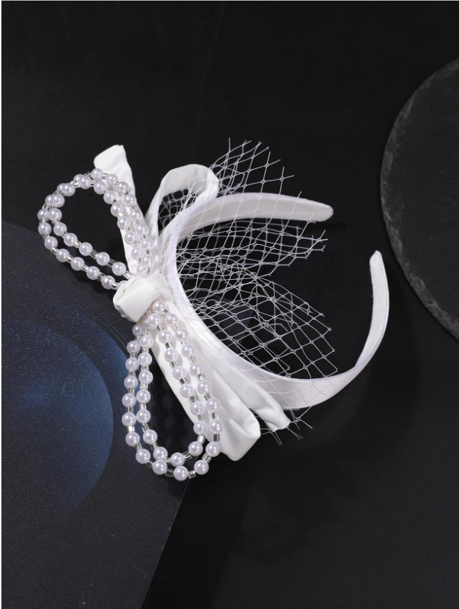 Tiara com voilette noiva branca estilo vintage