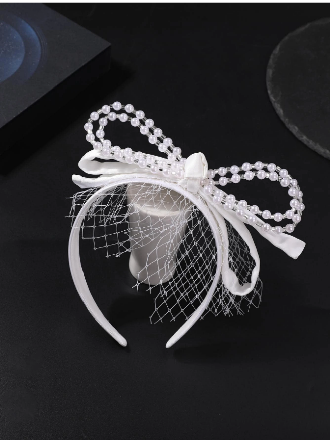 Tiara com voilette noiva branca estilo vintage