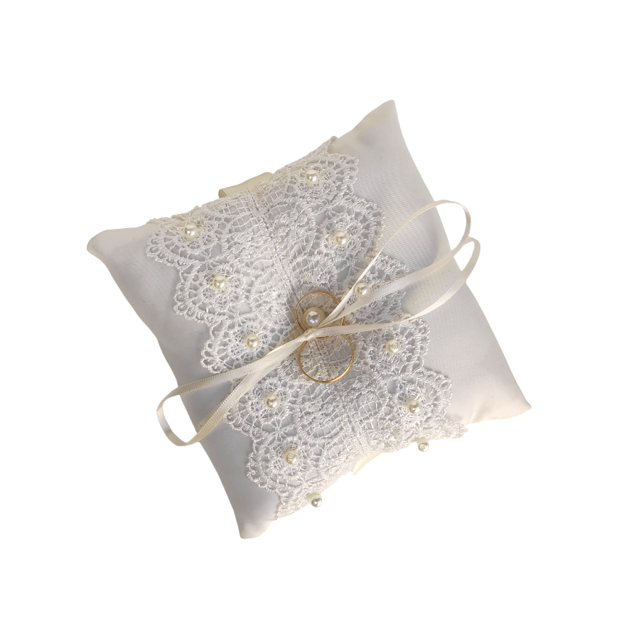 almofadinha porta alianças OFFWHITE (2) Porta alianças almofadinha de cetim offwhite com laço para casamento