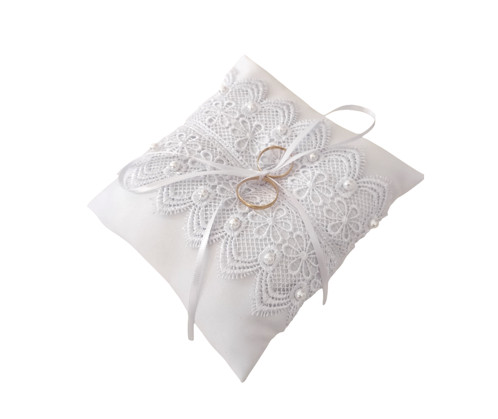almofadinha porta alianças branca (1) Porta alianças almofadinha de cetim branca com laço para casamento
