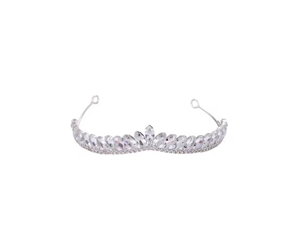 b532 (3) Tiara coroa delicada 2,5cm com cristais navete