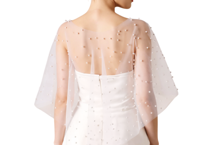 Bolero Xale Capa com Pérolas: Noiva, Madrinha e Festa