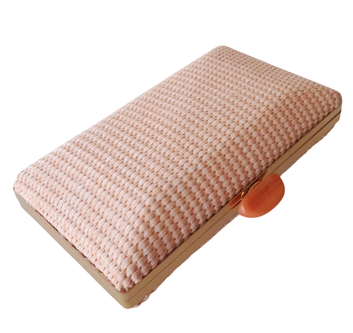 bolsa clutch rose (2) Bolsa clutch de palha para festa elegante com textura natural
