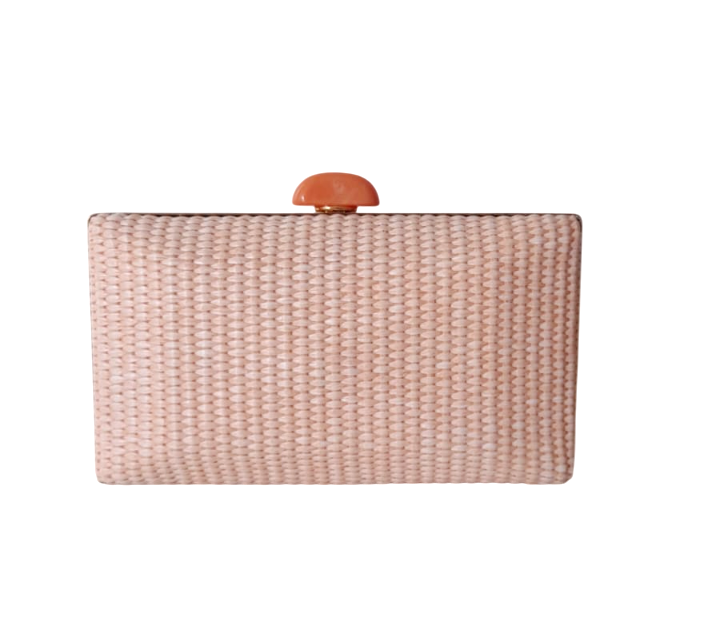 bolsa clutch rose (3) Bolsa clutch de palha para festa elegante com textura natural