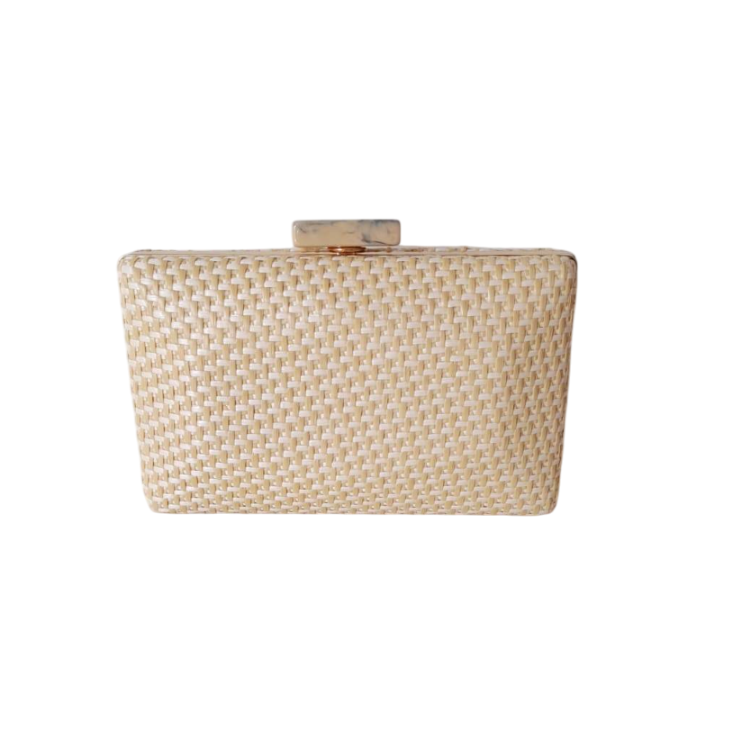 bolsa cluth palha branco (1) Bolsa clutch de palha para festa elegante com textura natural
