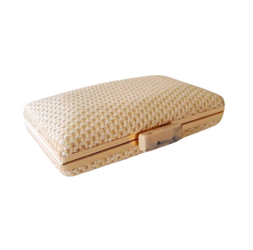 bolsa cluth palha branco (3) Bolsa clutch de palha para festa elegante com textura natural