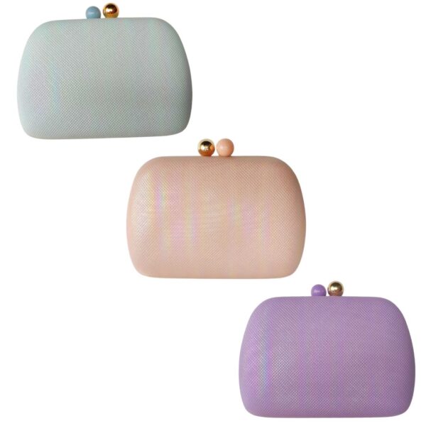 Bolsa clutch de festa holográfica rosa com brilho furta-cor