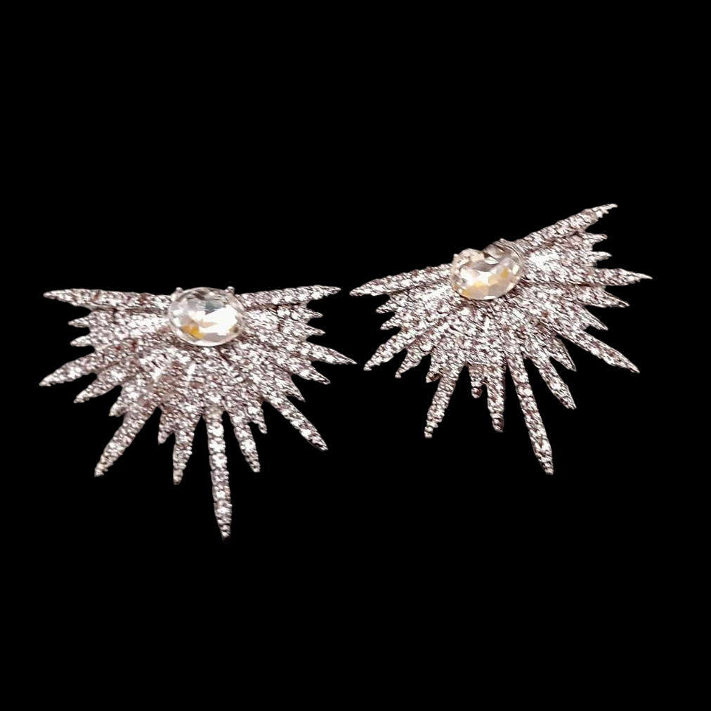 brinco br02 (1) Brinco de festa estrela cravejado com cristal central prata