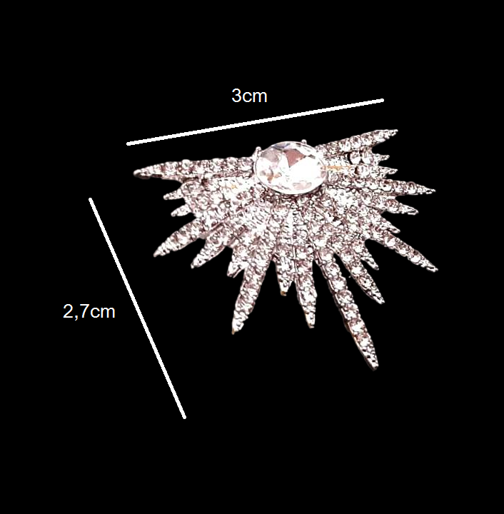 brinco br02 (2) Brinco de festa estrela cravejado com cristal central prata