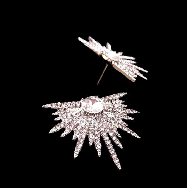 Brinco de festa estrela cravejado com cristal central prata