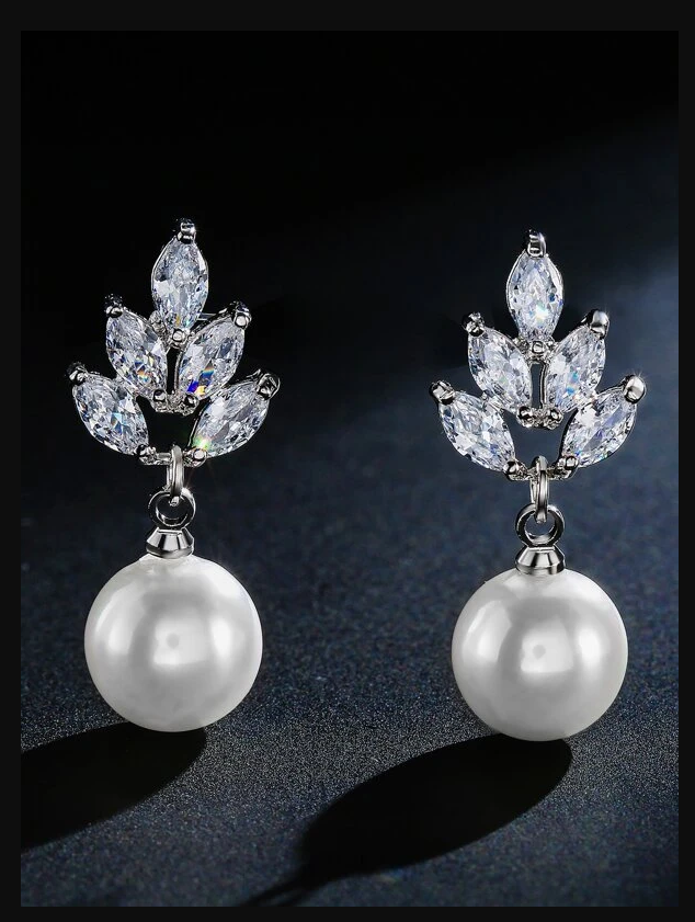 brinco br21 (1) Brinco com detalhe de pérolas clássico para noiva e festa